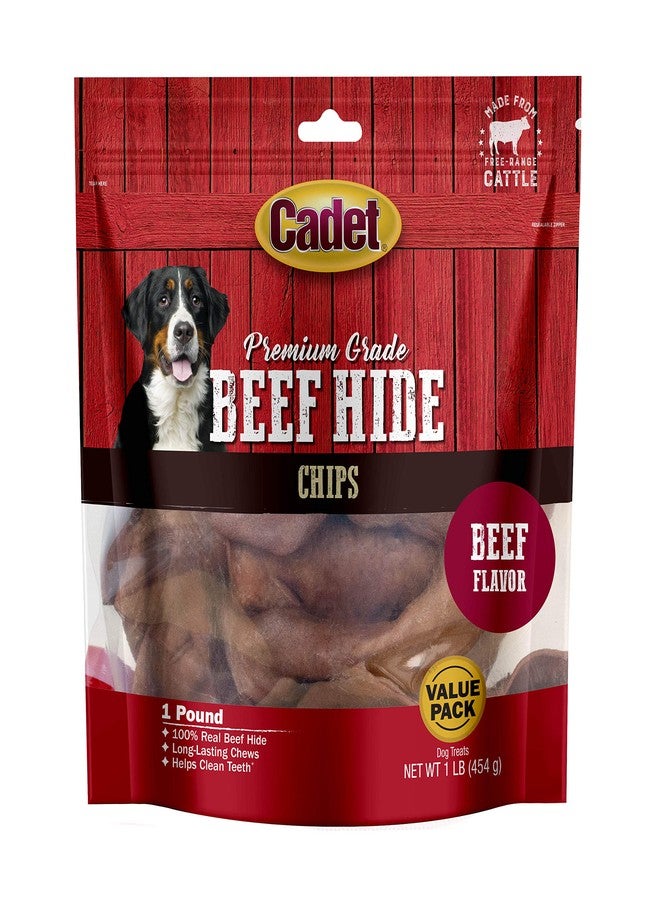 Cadet Premium Grade Beef Hide Chips for Dogs Beef Flavor 1 Pound - Image 1